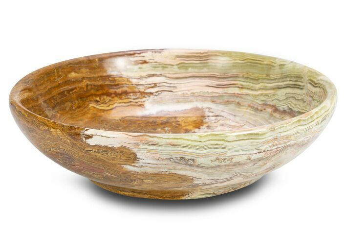 Polished Green Banded Calcite Bowl - Pakistan #301336